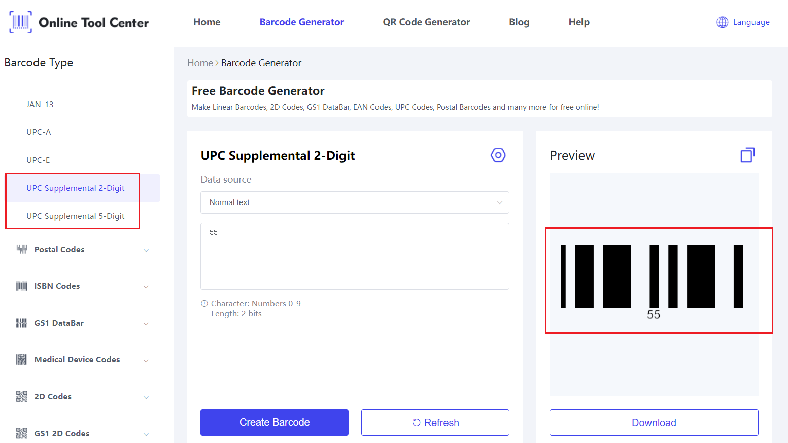 UPC complementa el generador de código de barras de 2 dígitos. PNG