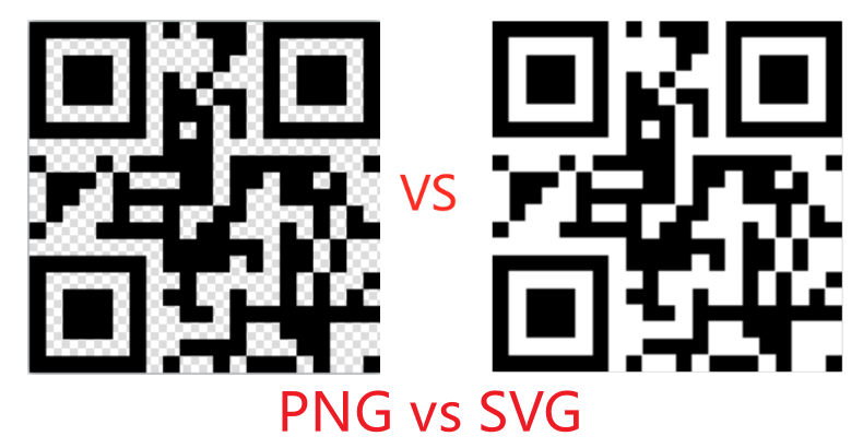 Comparación de PNG con el Código QR de svg. PNG