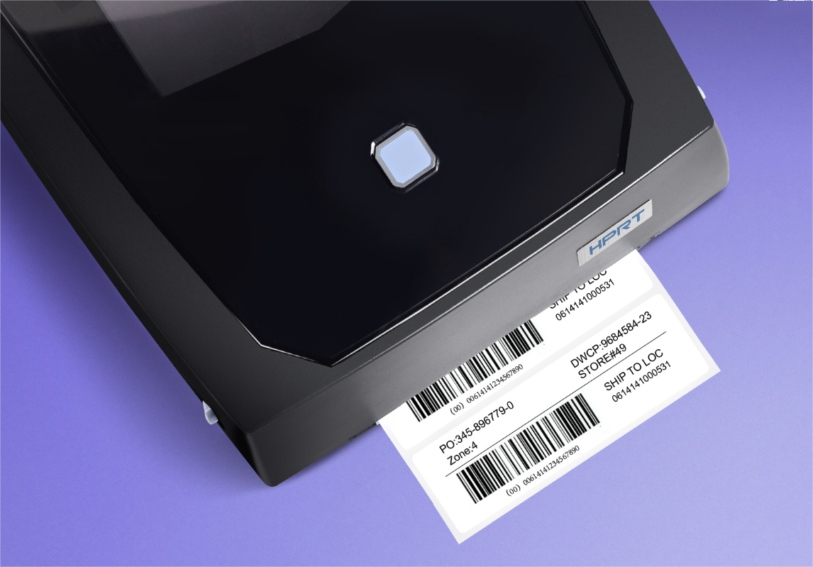 A label being printed from a impresora de códigos de barras