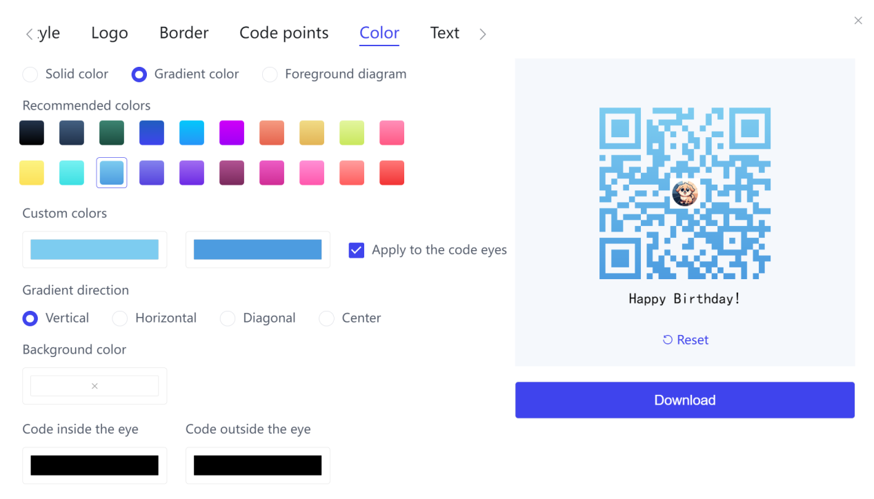 Configuración personalizada del Código de barras. PNG