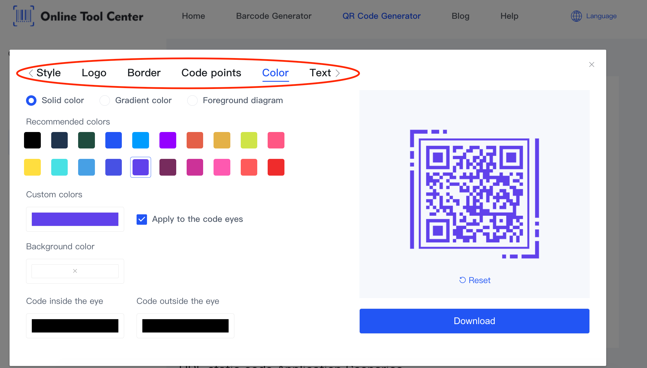 Opciones personalizadas en el generador de código qr.png