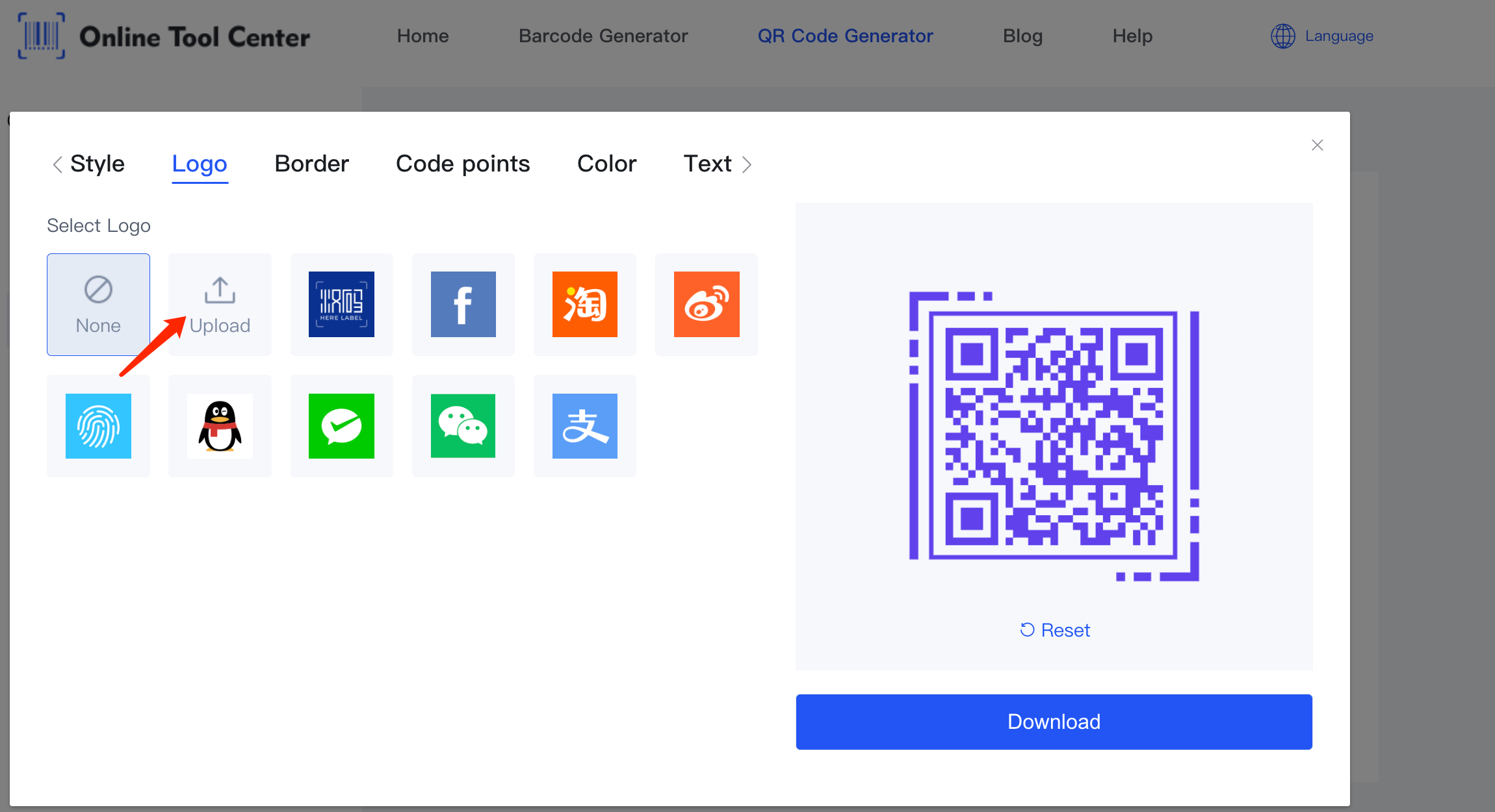 Cargar el logotipo en el generador de código qr.png