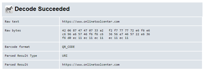 Resultados del decodificador de código qr. PNG