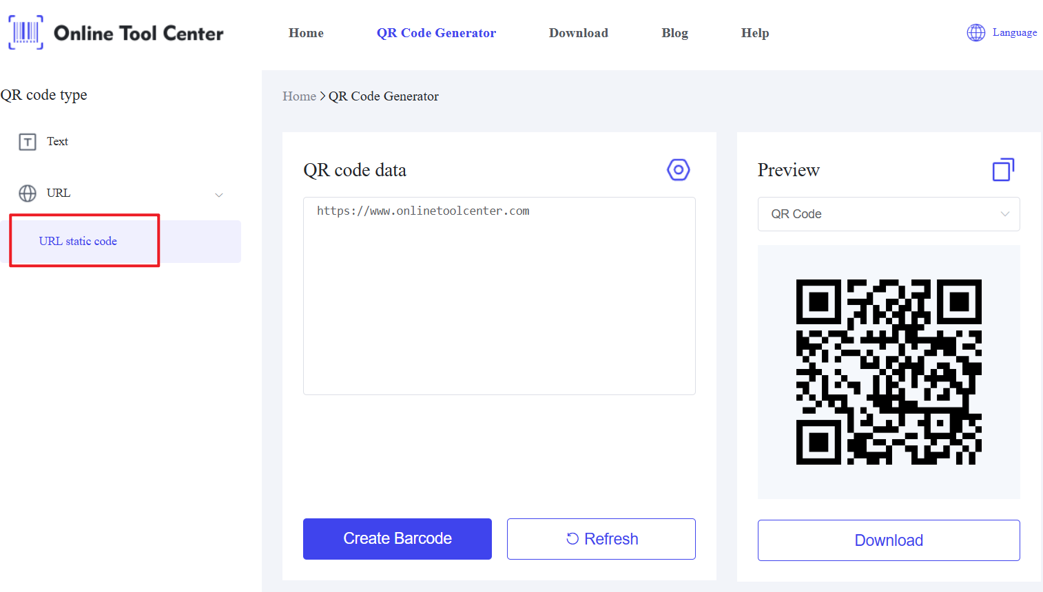 Generador de código QR de URL