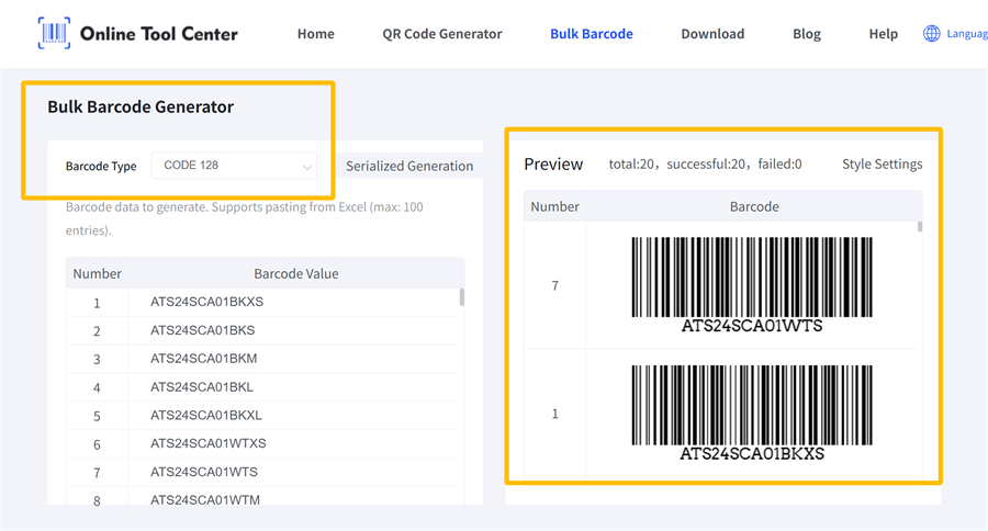 bulk barcode generator generador de códigos de barras a granel