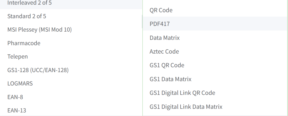 supported 1d 2d barcode formats Formatos de códigos de barras 1d 2d compatibles