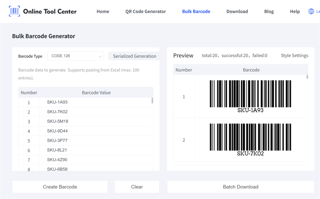 bulk barcode generator generador de códigos de barras a granel