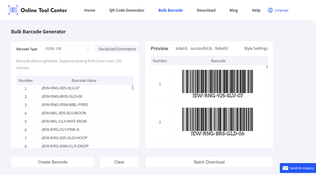 generaci&oacute;n de c&oacute;digos de barras