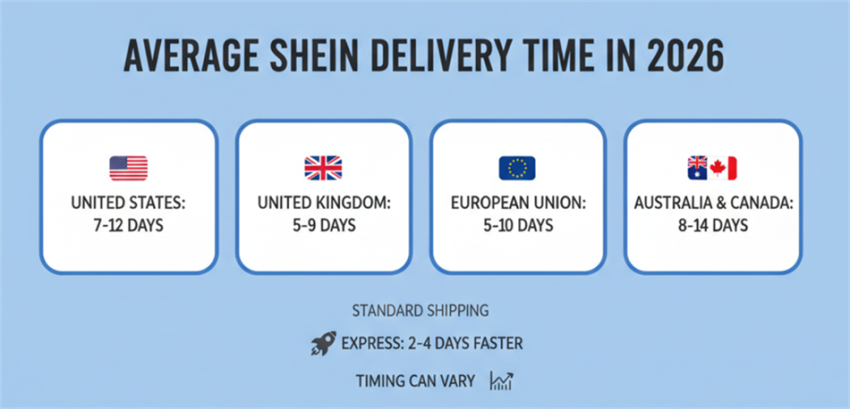 Average Shein Delivery Time in 2026 Tiempo promedio de entrega de Shein en 2026