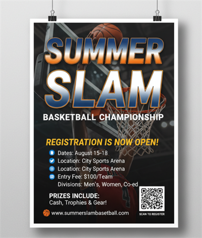 Registro de torneo de baloncesto con c&oacute;digo qr