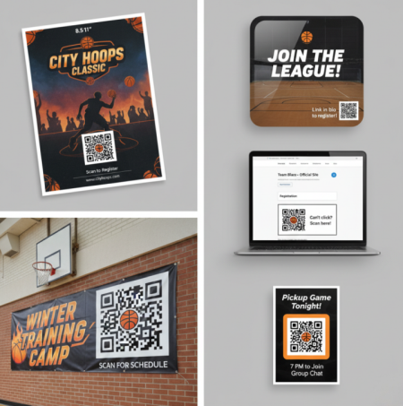 Usos de c&oacute;digos qr de baloncesto