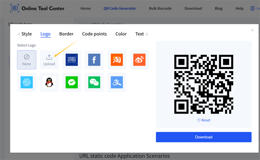 cargar logo en generador de c&oacute;digo qr