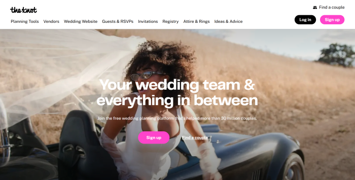The Knot website El sitio web de Knot